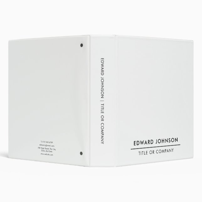 White Minimalist Modern Professional 3 Ring Binder (Background)