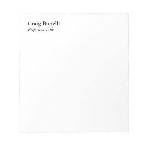 White Minimalist Modern Professional Notepad