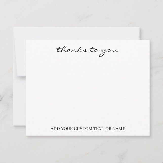 White Minimalist | Modern Typography Thank You Note Card (Front)