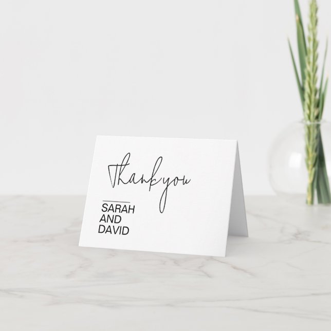 White Minimalist Modern Wedding Thank You Card (Front)