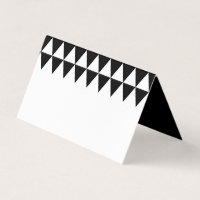 White Minimalist Name Black Triangle Pattern Place Card