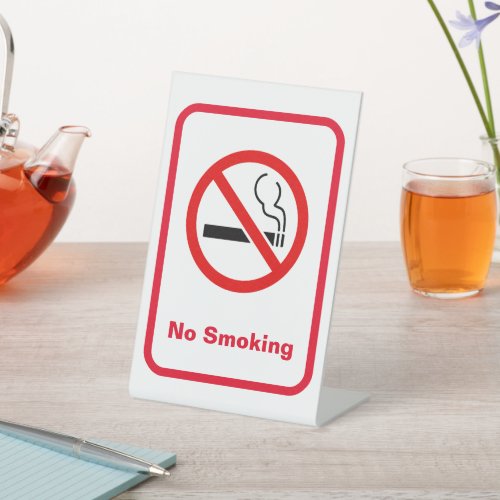 White Minimalist No Smoking Signage  Pedestal Sign