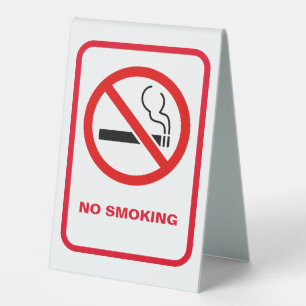White Minimalist No Smoking Signage Table Tent