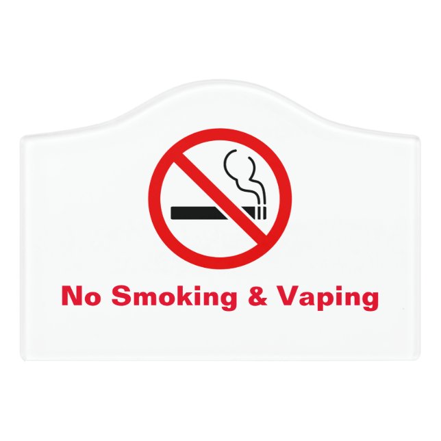 White Minimalist No Smoking & Vaping Signage  Door Sign (Small Crest Front)