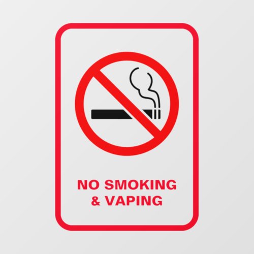White Minimalist No Smoking  Vaping Signage  Window Cling