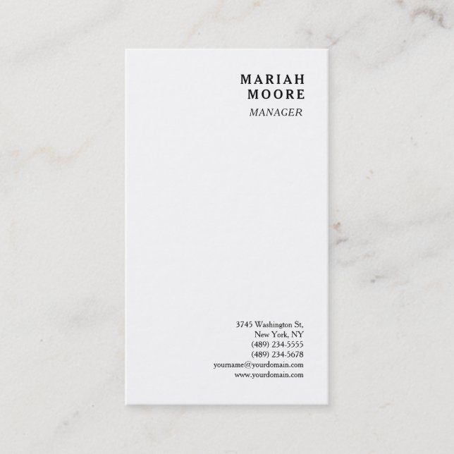White Minimalist Personal Presentation Business Card (Front)