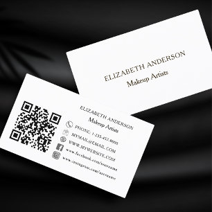 White minimalist Qr code social media premium Business Card