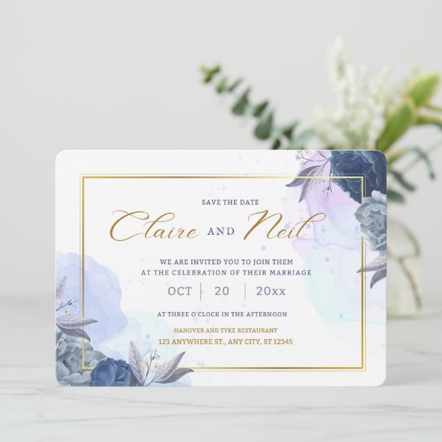 White Minimalist Save The Date Invitation  (Standing Front)