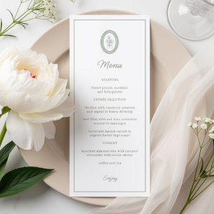 White Minimalist Script Floral Wedding Menu