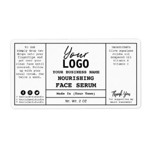 White Minimalist Serum Labels