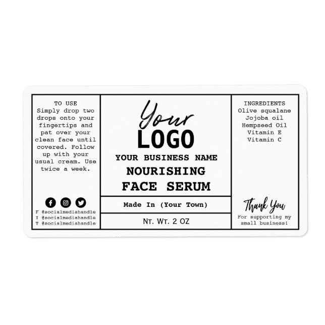 White Minimalist Serum Labels (Front)