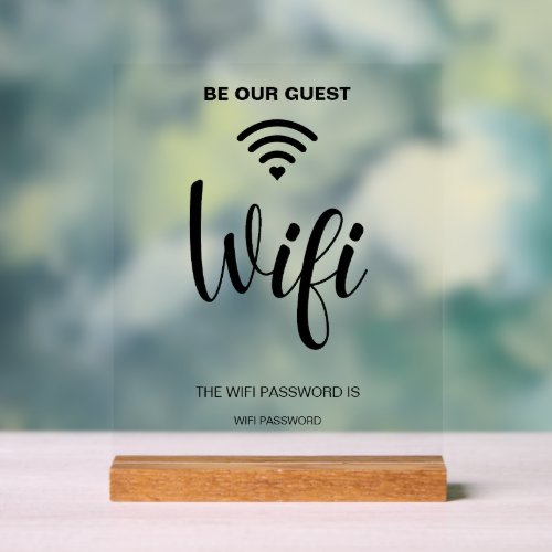 White Minimalist Simple Wifi Password Acrylic Sign