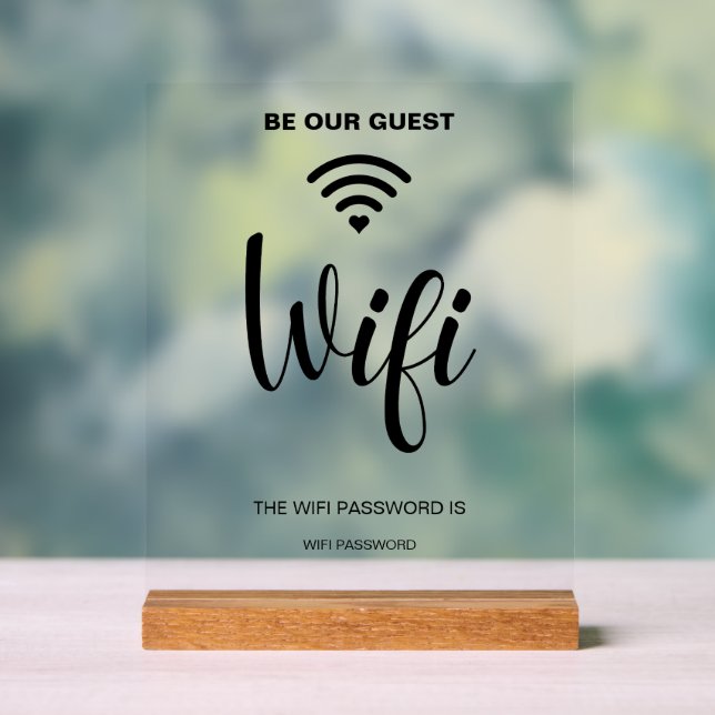 White Minimalist Simple Wifi Password Acrylic Sign (Neutral)