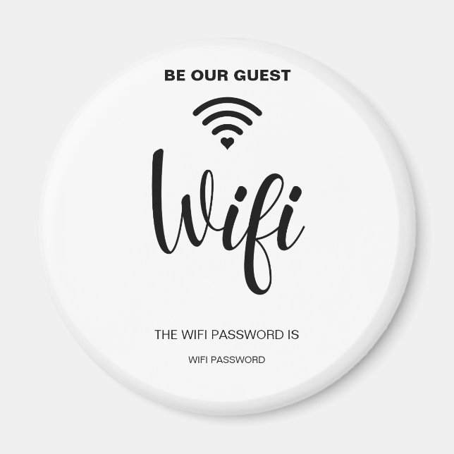 White Minimalist Simple Wifi Password  Magnet (Front)