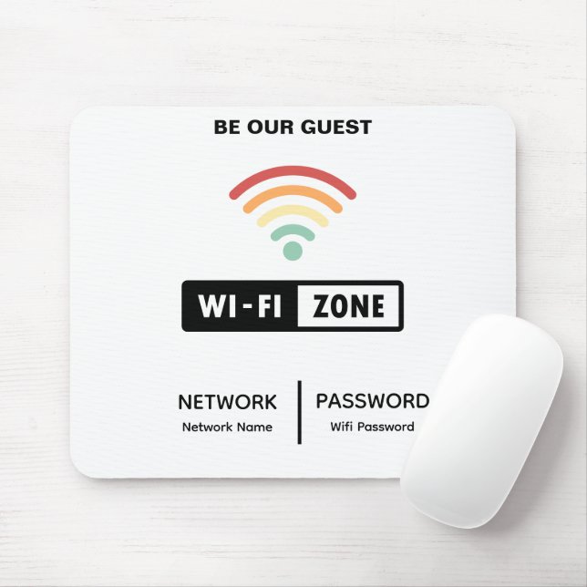 White Minimalist Simple Wifi Password  Mouse Pad (With Mouse)