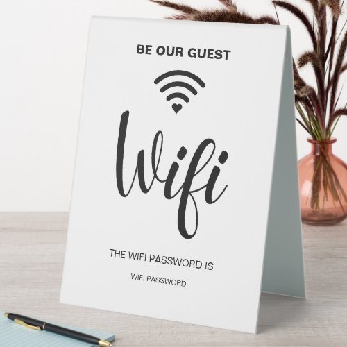 White Minimalist Simple Wifi Password  Table Tent Sign