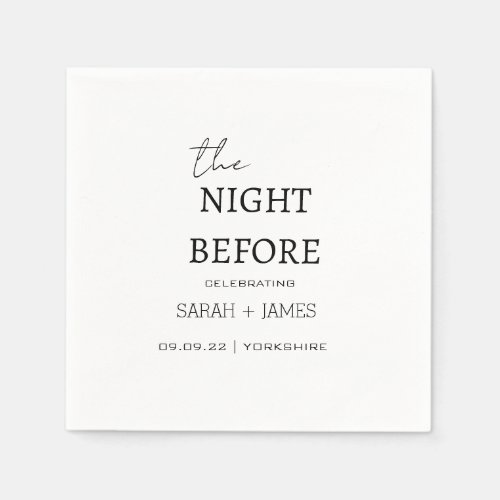 White Minimalist The Night Before Wedding  Napkins