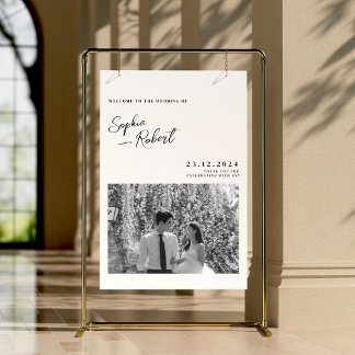 White Minimalist Wedding Welcome Foam Board
