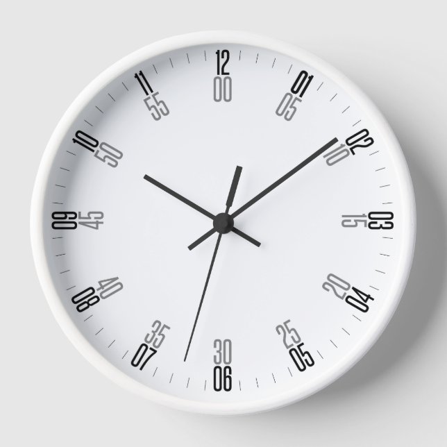 White Minimalist with Unique Numeric Dial - Modern Clock (Front)