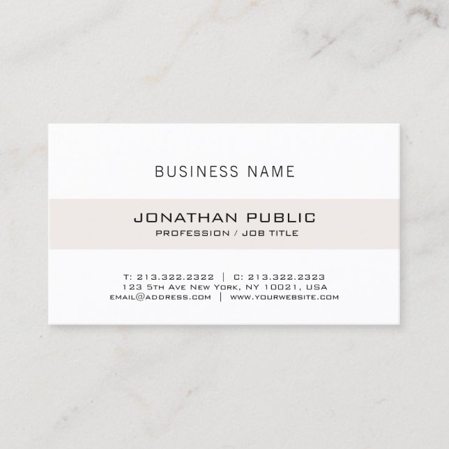 White Minimalistic Elegant Simple Design Trendy Business Card (Front)
