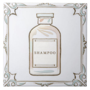 White Mint Coral Shampoo Bottle Funny Bathroom Ceramic Tile