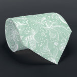 White & Mint-Green Exotic Floral Swirls Neck Tie<br><div class="desc">Elegant white exotic floral swirls with hearts illustration in a seamless pattern over mint-green background you can change. If you need any assistance customizing any of my designs,  send me your email request. Free text formatting with live help available by request.</div>