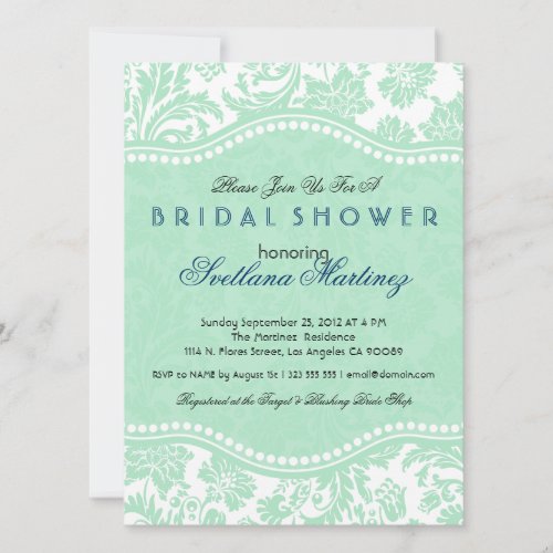 White  Mint_Green Floral Dam Bridal Shower Invite