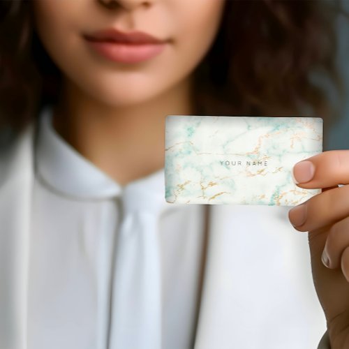 White Mint Green Gold Gray Marble Vip Business Card