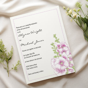 White mint green pink flowers botanical Wedding Invitation
