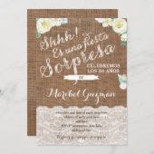 White mint surprise birthday invites in Spanish (Front/Back)