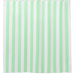 White Mint Vertical Stripe NL #0 Shower Curtain