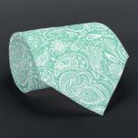 White & Mint Vintage Paisley Pattern Neck Tie<br><div class="desc">White vintage elegant floral paisley pattern over customizable mint-green background. Cool wedding tie.</div>