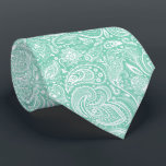 White & Mint Vintage Paisley Pattern Neck Tie<br><div class="desc">White vintage elegant floral paisley pattern over customizable mint-green background. Cool wedding tie.</div>