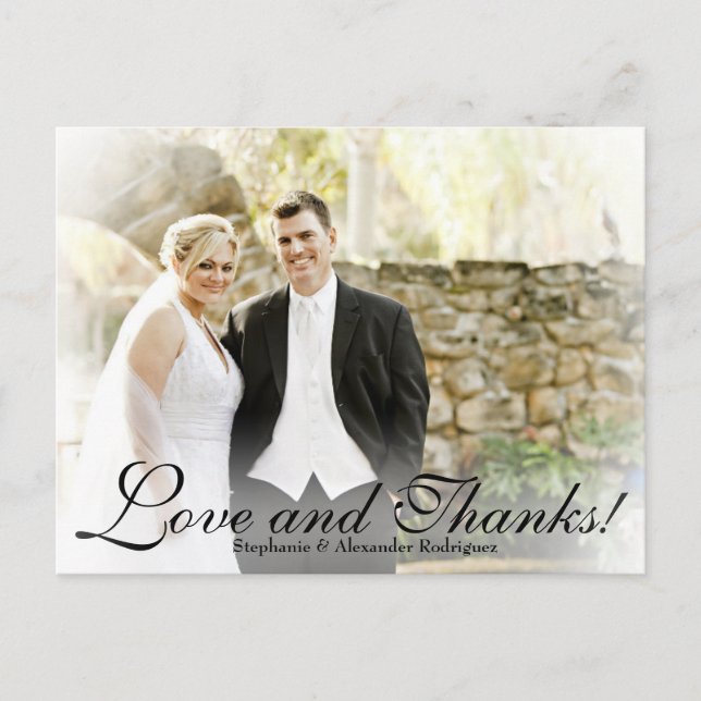 White Mist Filter Wedding Photo Thank You Card (Front)