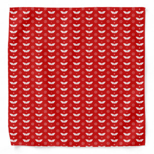 White Mistletoes on Red Background Christmas Bandana