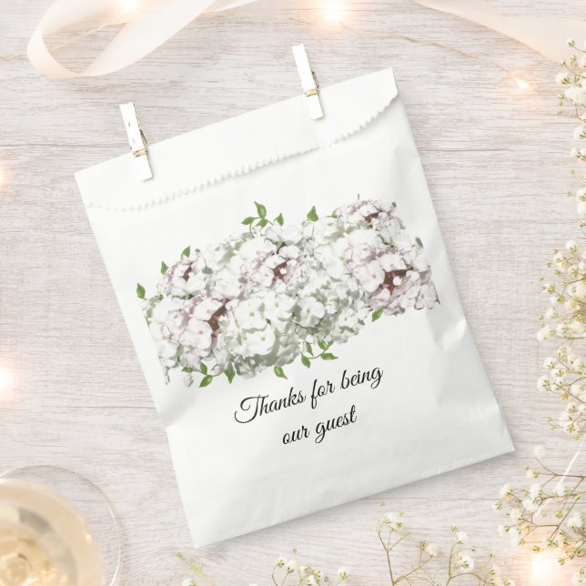 White Mixed Floral Bouquet Favor Bag (Clipped)