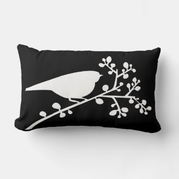 White Mod Single Bird & Berries {pick Your Color} Lumbar Pillow by heartlockedhome at Zazzle