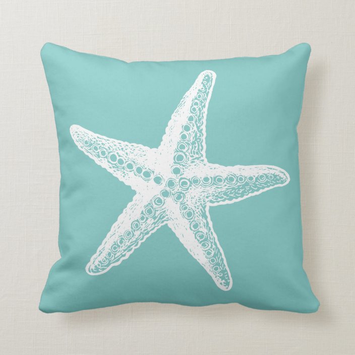 White Mod Starfish Beachy Throw Pillow | Zazzle.com