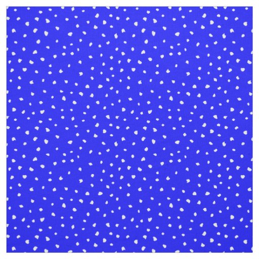 White Modern Abstract Dots on Royal Blue Fabric