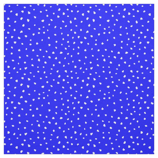 White Modern Abstract Dots on Royal Blue Fabric (Swatch)