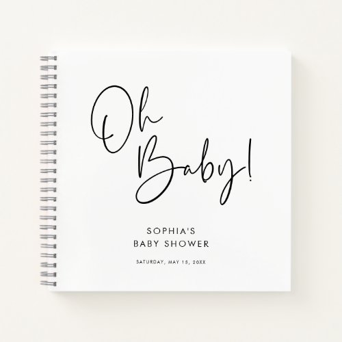 White Modern Boho Gender Neutral Baby Shower Guest Notebook