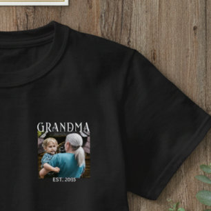 White Modern Bold Fun Font Established Grandma T-Shirt
