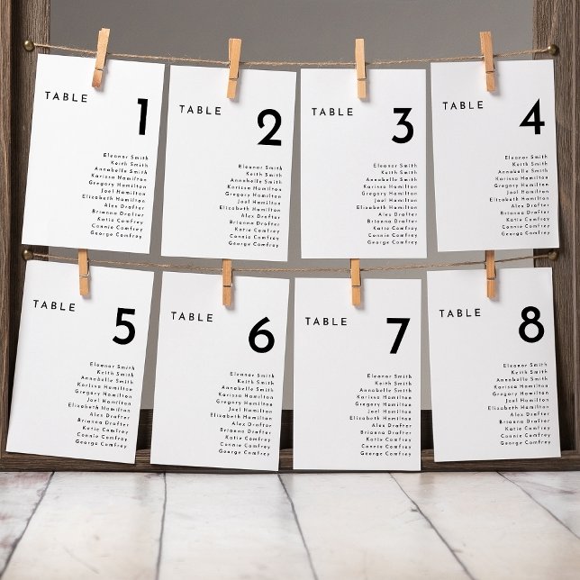 White Modern Bold Hanging Seating Chart Card (Creator Uploaded)