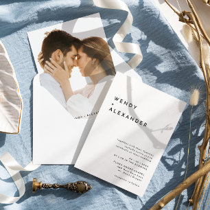 White Modern Bold Photo Wedding Invitation