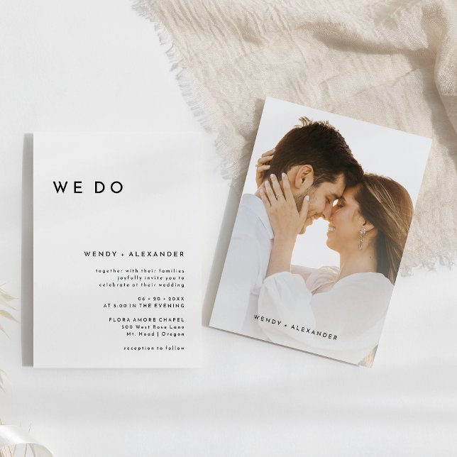 White Modern Bold We Do Photo Wedding Invitation (Creator Uploaded)