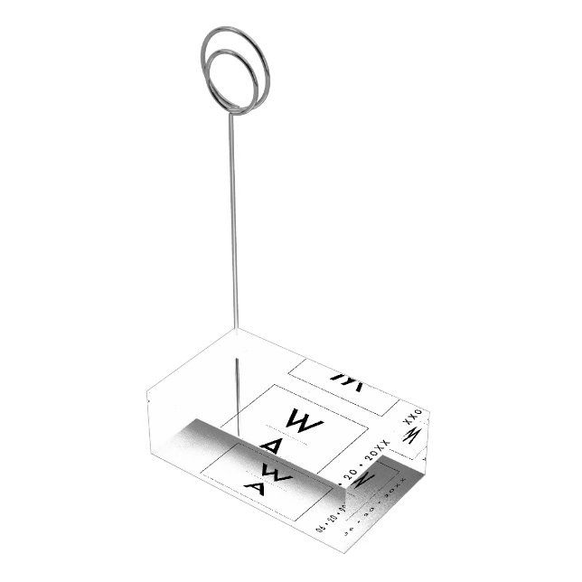 White Modern Bold Wedding Monogram Crest Place Card Holder (Corner)