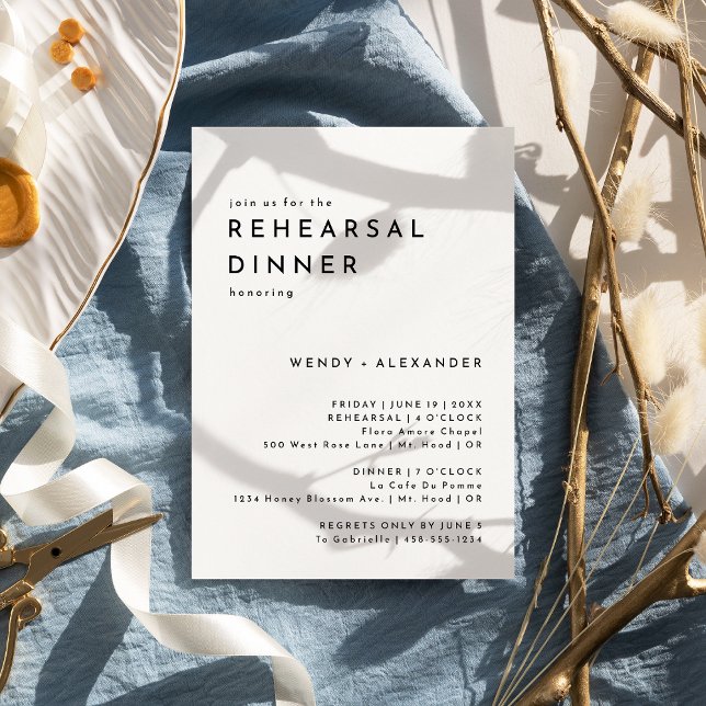 White Modern Bold Wedding Rehearsal Dinner Invitation (Creator Uploaded)