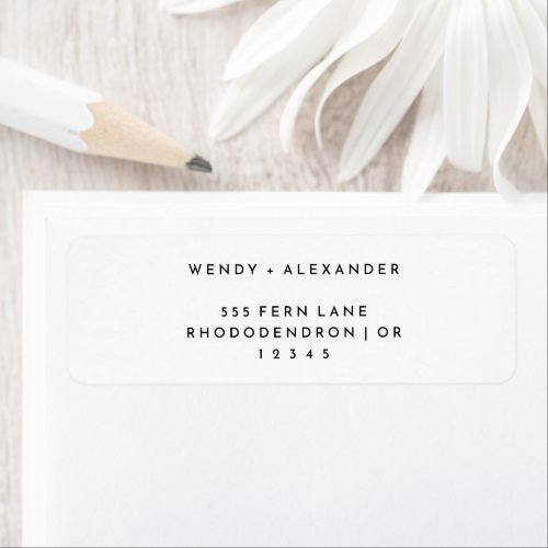 White Modern Bold Wedding Return Address Label