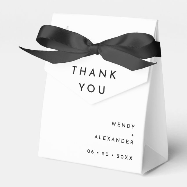 White Modern Bold Wedding Thank You Favor Boxes (Front Side)