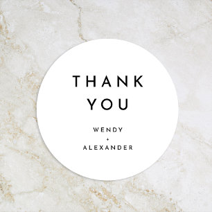 White Modern Bold Wedding Thank You Favor Sticker